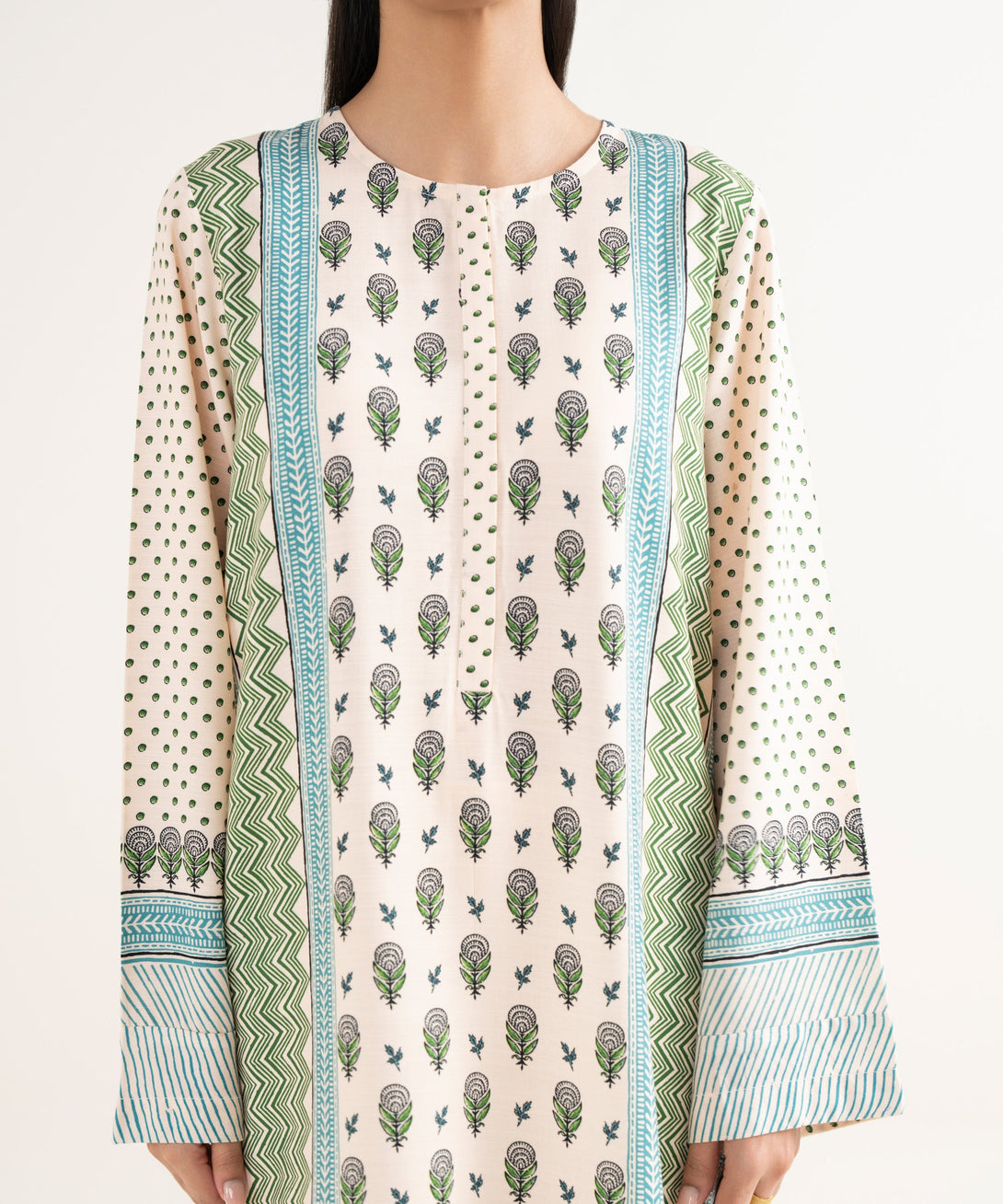 Women's RTW Textured Viscose Printed A-Line Multi Shirt