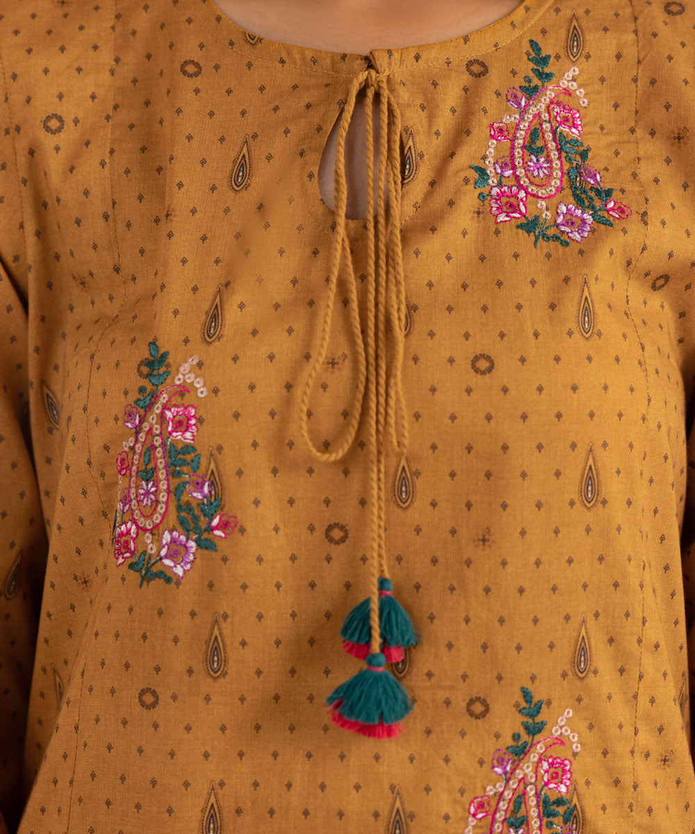 Women's Pret Lawn Yellow Printed Embroidered A-Line Shirt