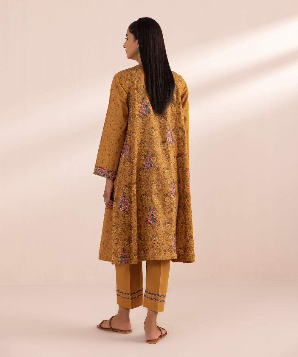 Women's Pret Lawn Yellow Printed Embroidered A-Line Shirt