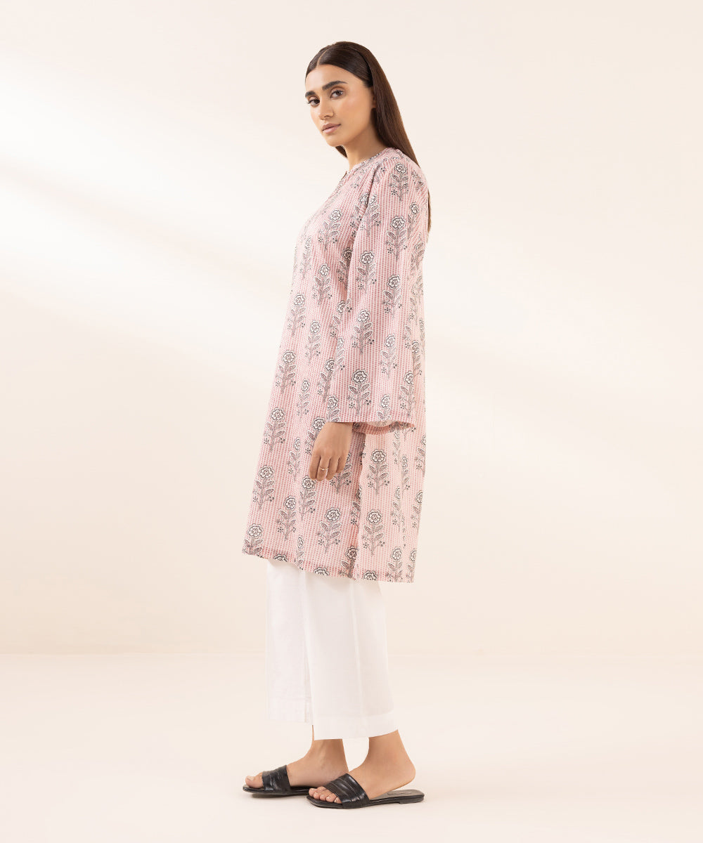 Women's Pret Lawn Printed Pink Boxy Shirt