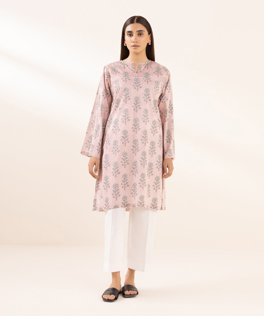 Women's Pret Lawn Printed Pink Boxy Shirt