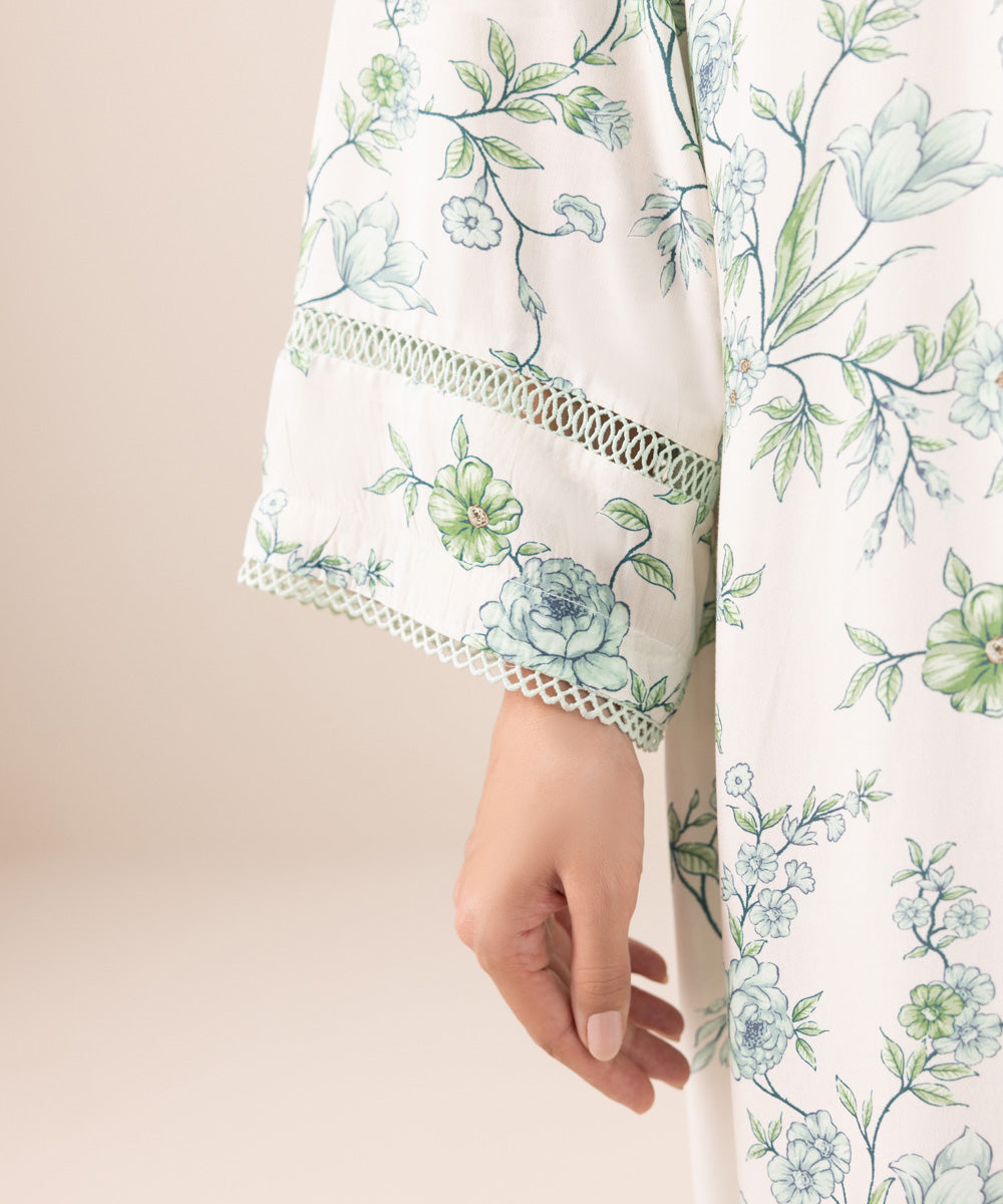 Women's Pret Arabic Lawn Printed Off White A-Line Shirt