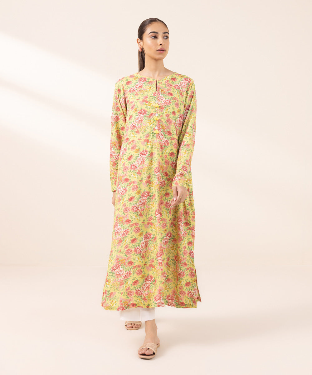 Women's Pret Arabic Lawn Printed Multi Straight Shirt