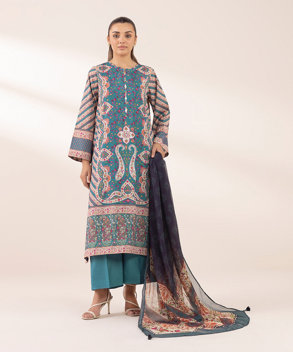 Women's RTW Blended Grip Multi Printed Three Piece Suit