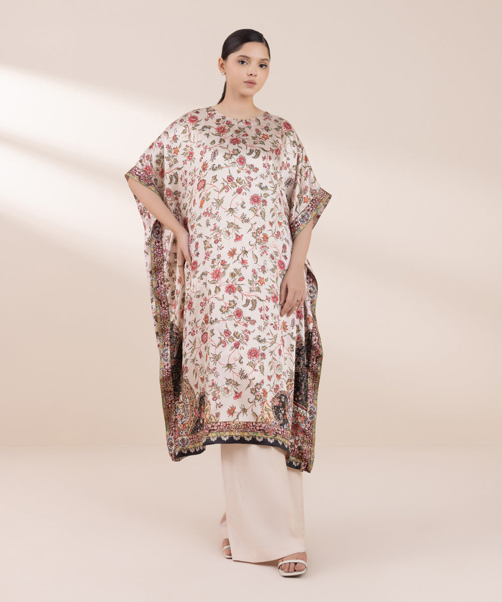 Women's Pret Blended Satin Printed Multi 2 Piece Kaftan