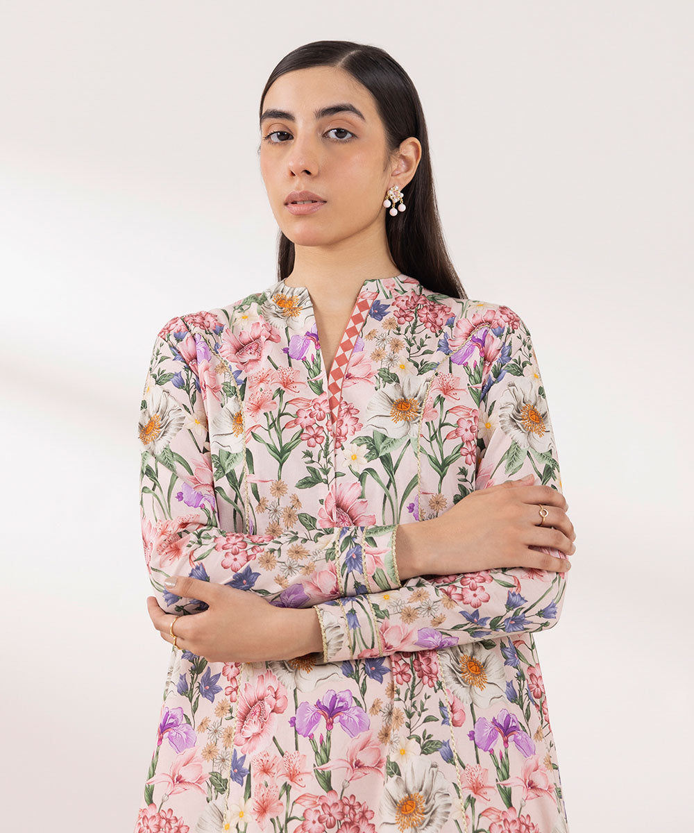 Women's Pret Cotton Printed Multi Straight Shirt