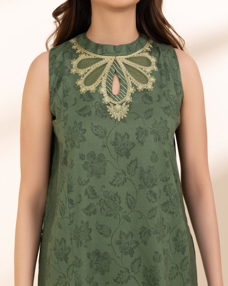 Unstitched Women's Green Lawn Shirt Dupatta