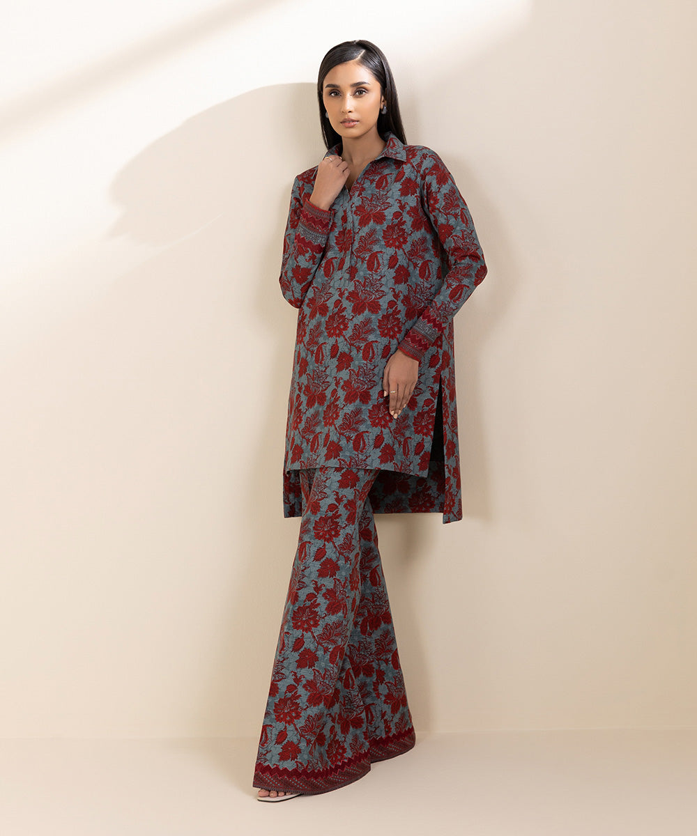 Women's Unstitched Light Khaddar Multi Printed 2 Piece Suit