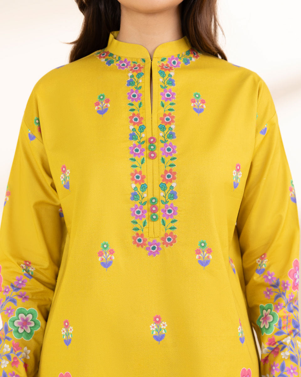 Unstitched Women's Yellow Lawn 3 Piece Suit