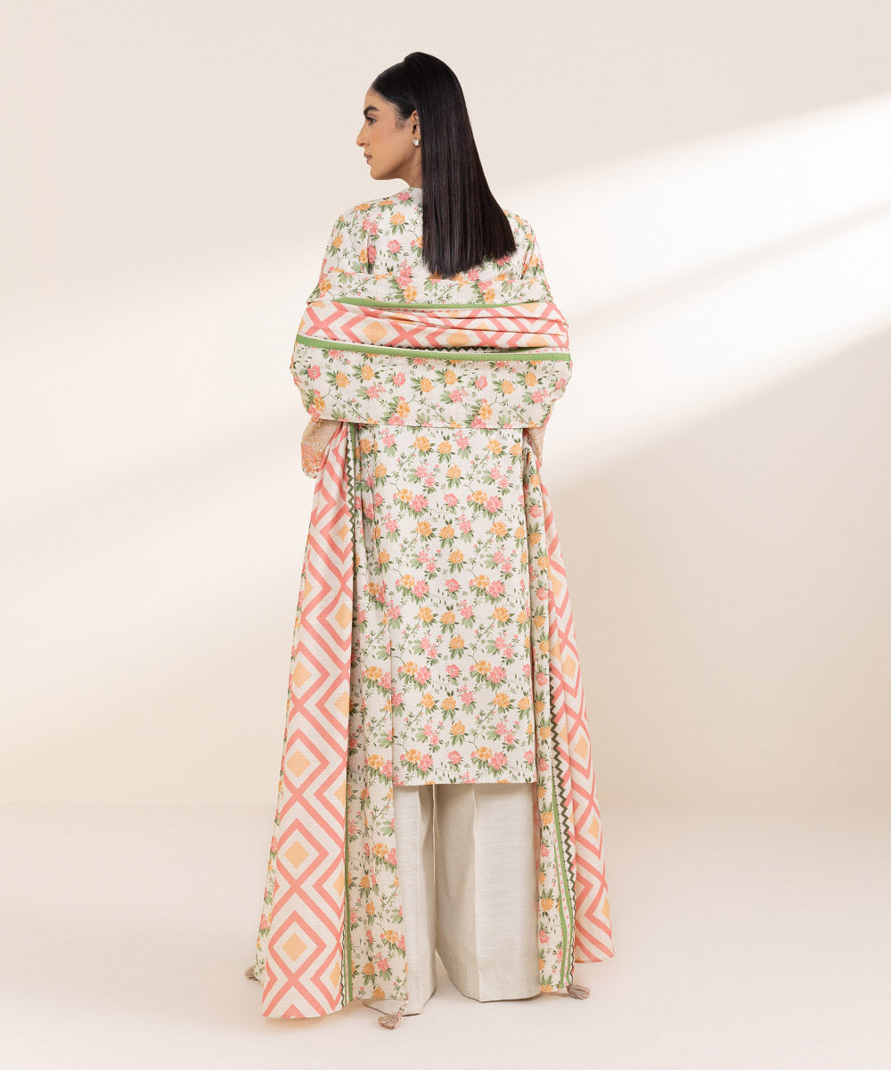 Women's Unstitched Embroidered Multicolour Khaddar Three Piece Suit