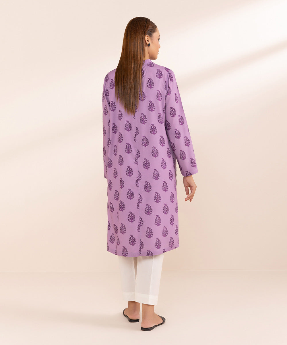 Women's Pret Arabic Lawn Purple Printed Straight Shirt