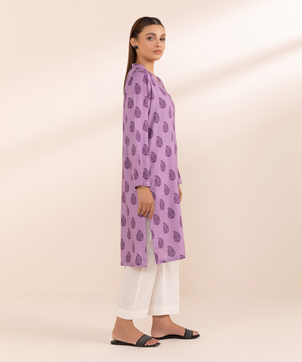 Women's Pret Arabic Lawn Purple Printed Straight Shirt