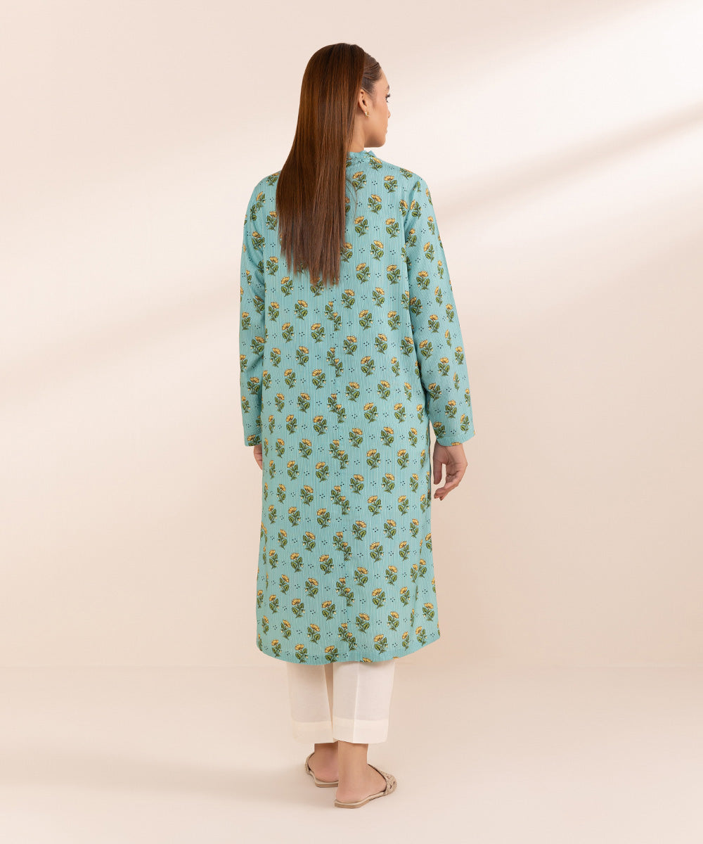 Women's Pret Arabic Lawn Blue Printed A-Line Shirt