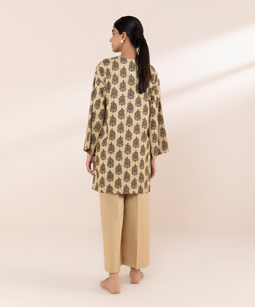 Women's Pret Arabic Lawn Beige Printed Boxy Shirt