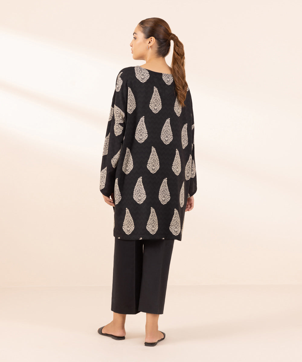 Women's Pret Arabic Lawn Black Printed Boxy Shirt