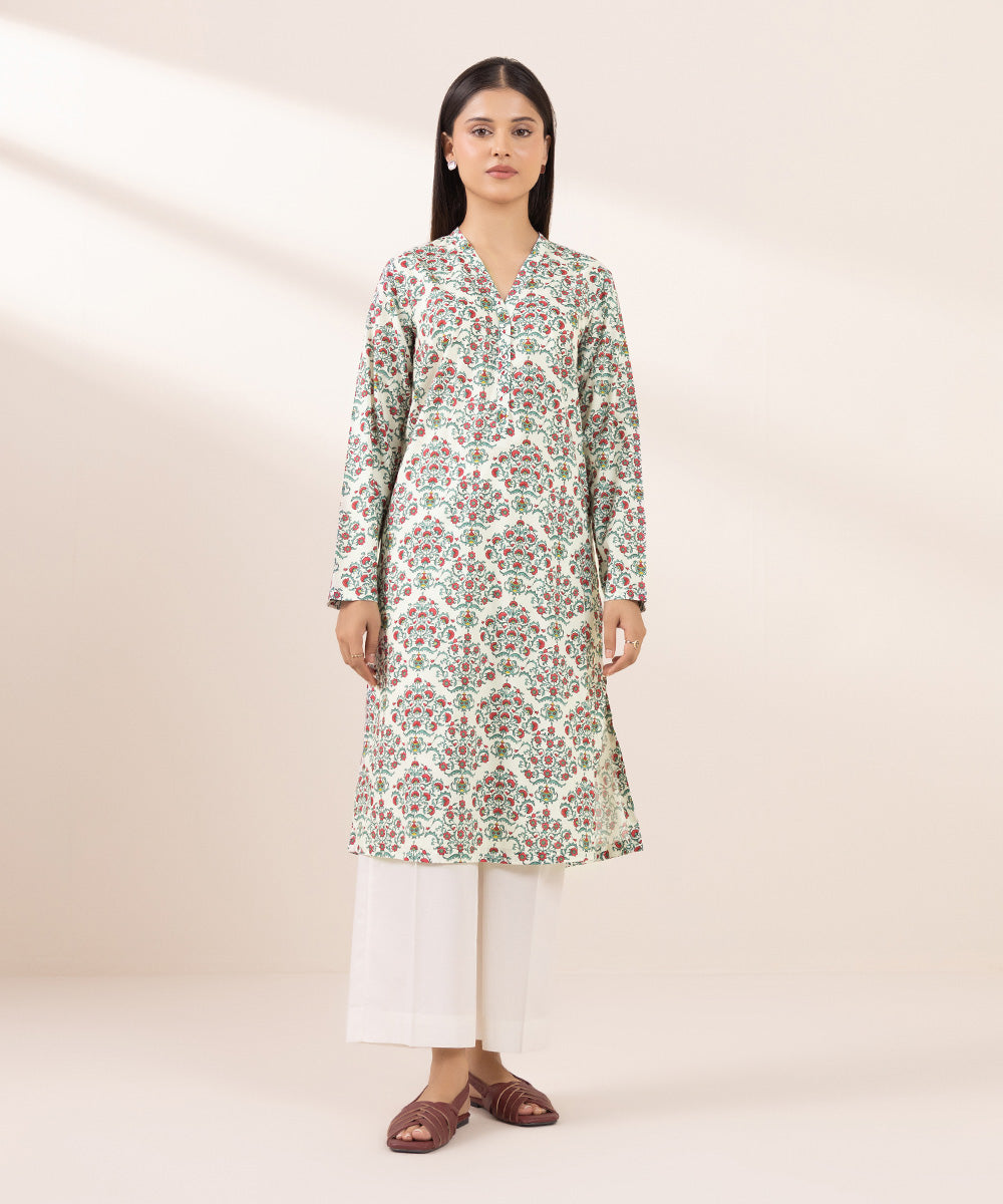 Women's Pret Cotton Viscose Printed Multi Straight Shirt