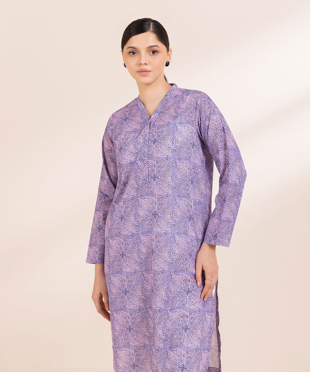 Women's Pret Lawn Printed Purple A-Line Shirt