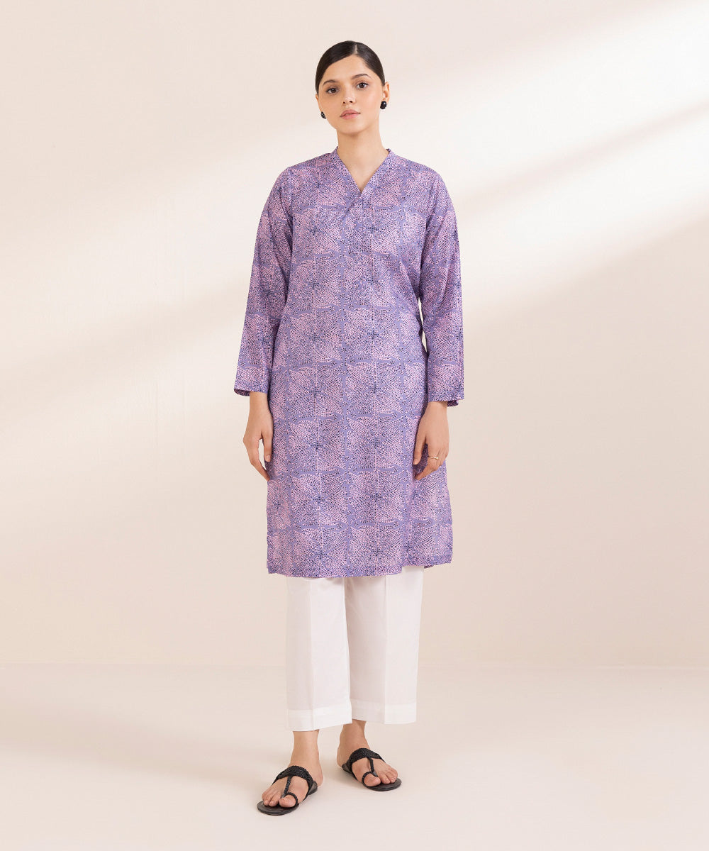 Women's Pret Lawn Printed Purple A-Line Shirt