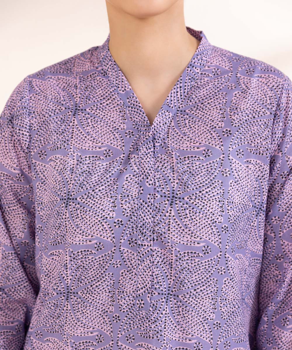 Women's Pret Lawn Printed Purple A-Line Shirt