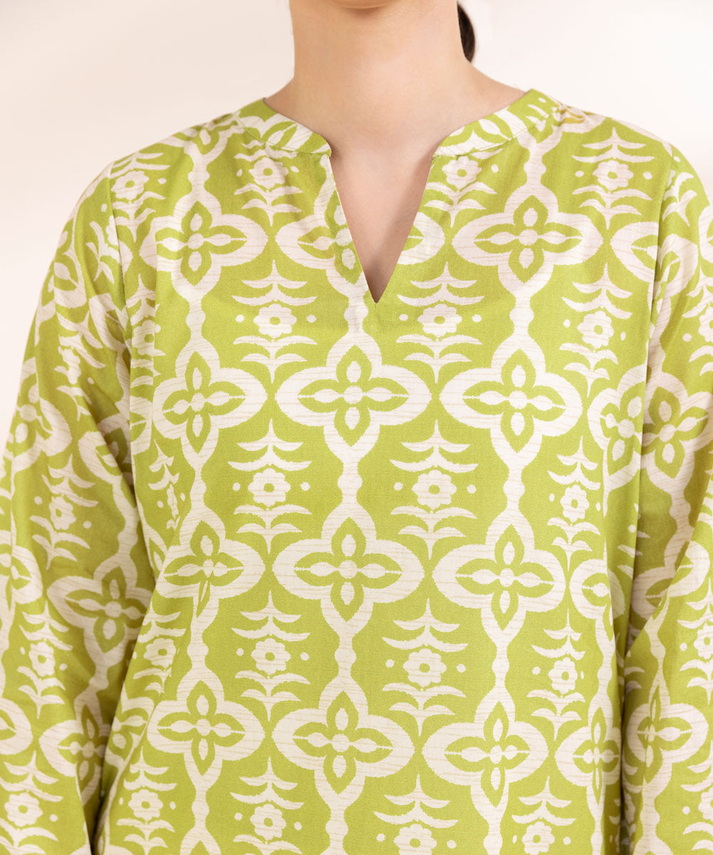 Women's Pret Lawn Printed Green Straight Shirt