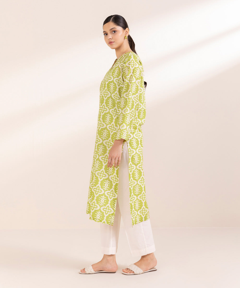 Women's Pret Lawn Printed Green Straight Shirt