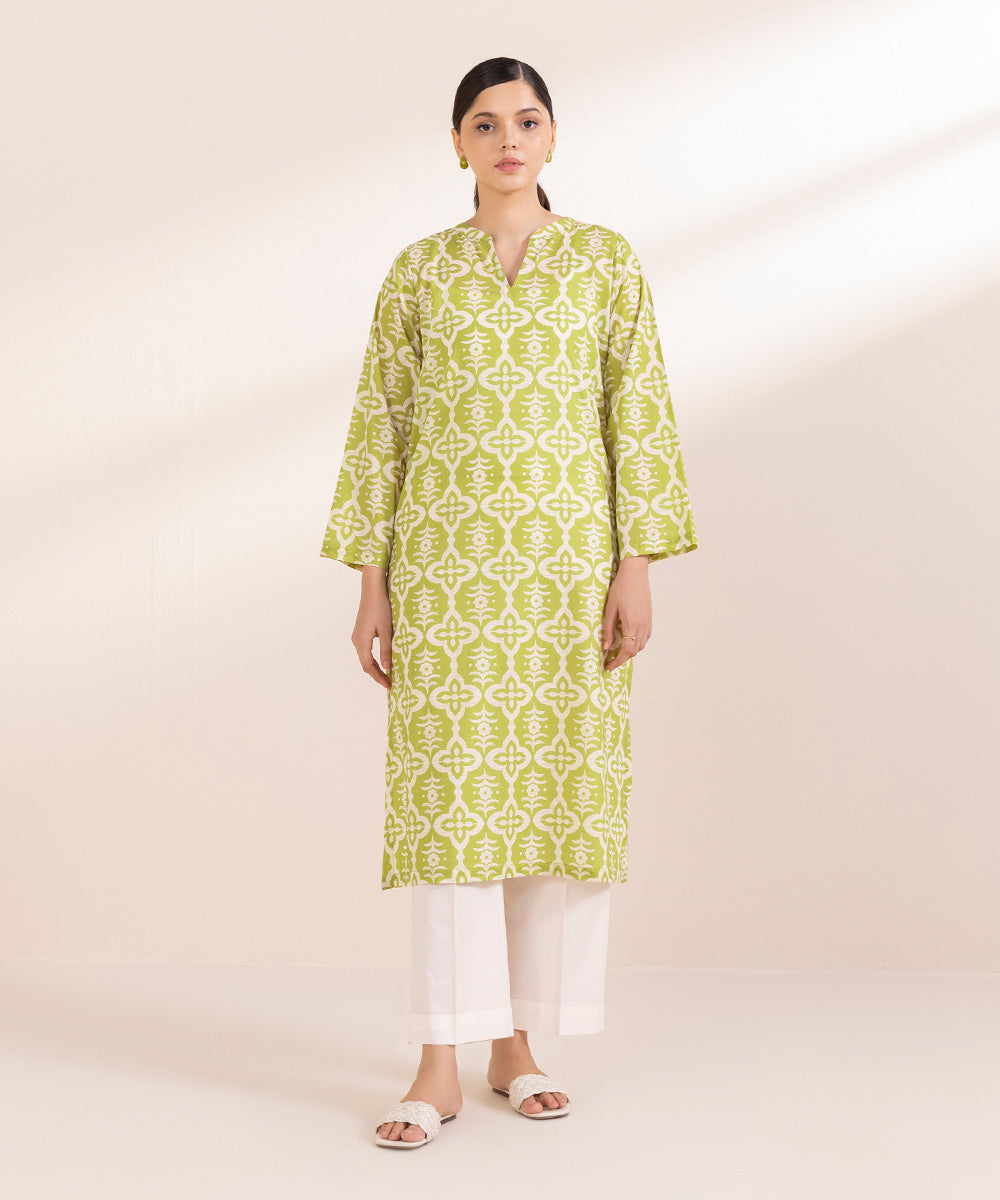 Women's Pret Lawn Printed Green Straight Shirt