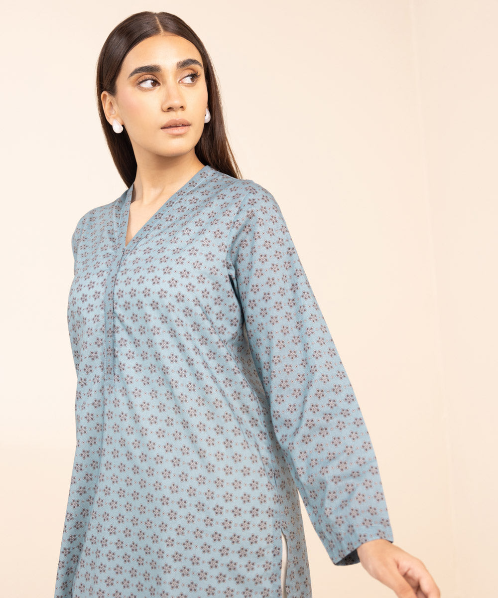 Women's Pret Lawn Printed Blue A-Line Shirt