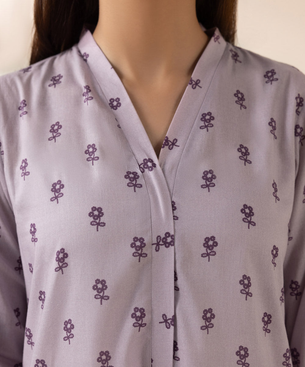 Women's Pret Lawn Printed Purple Straight Shirt