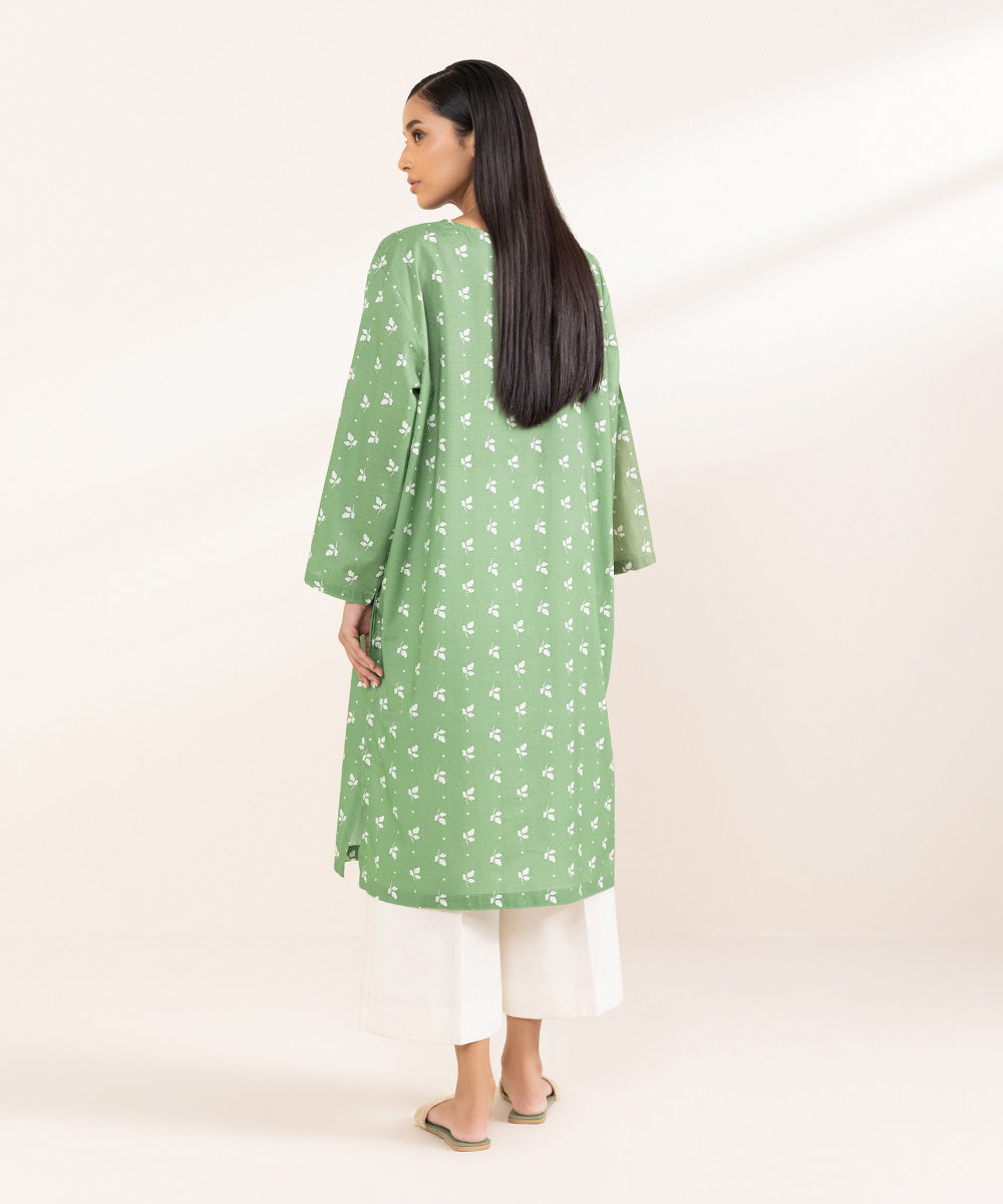 Women's Pret Textured Lawn Printed Green A-Line Shirt