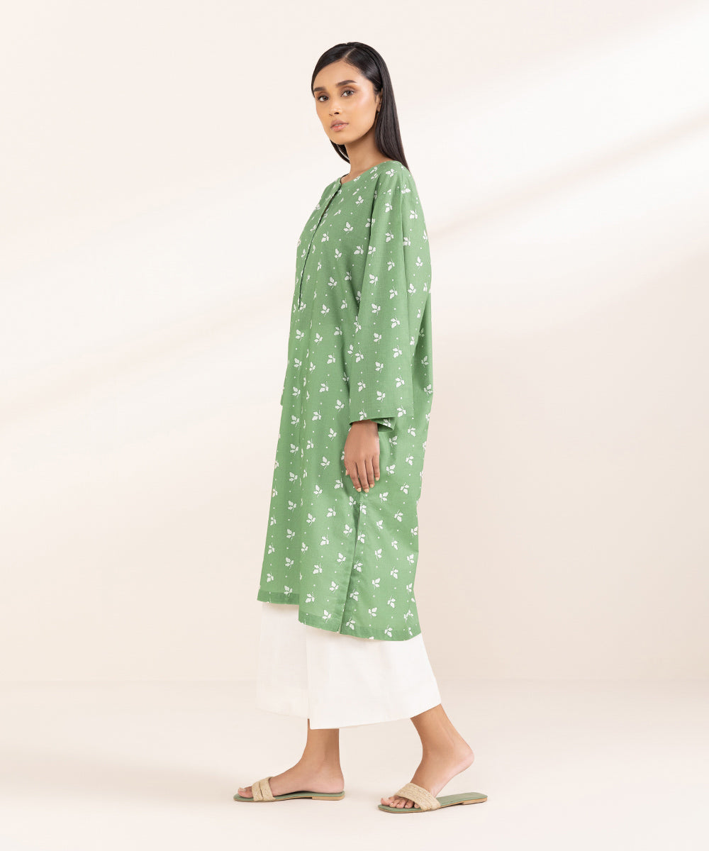 Women's Pret Textured Lawn Printed Green A-Line Shirt