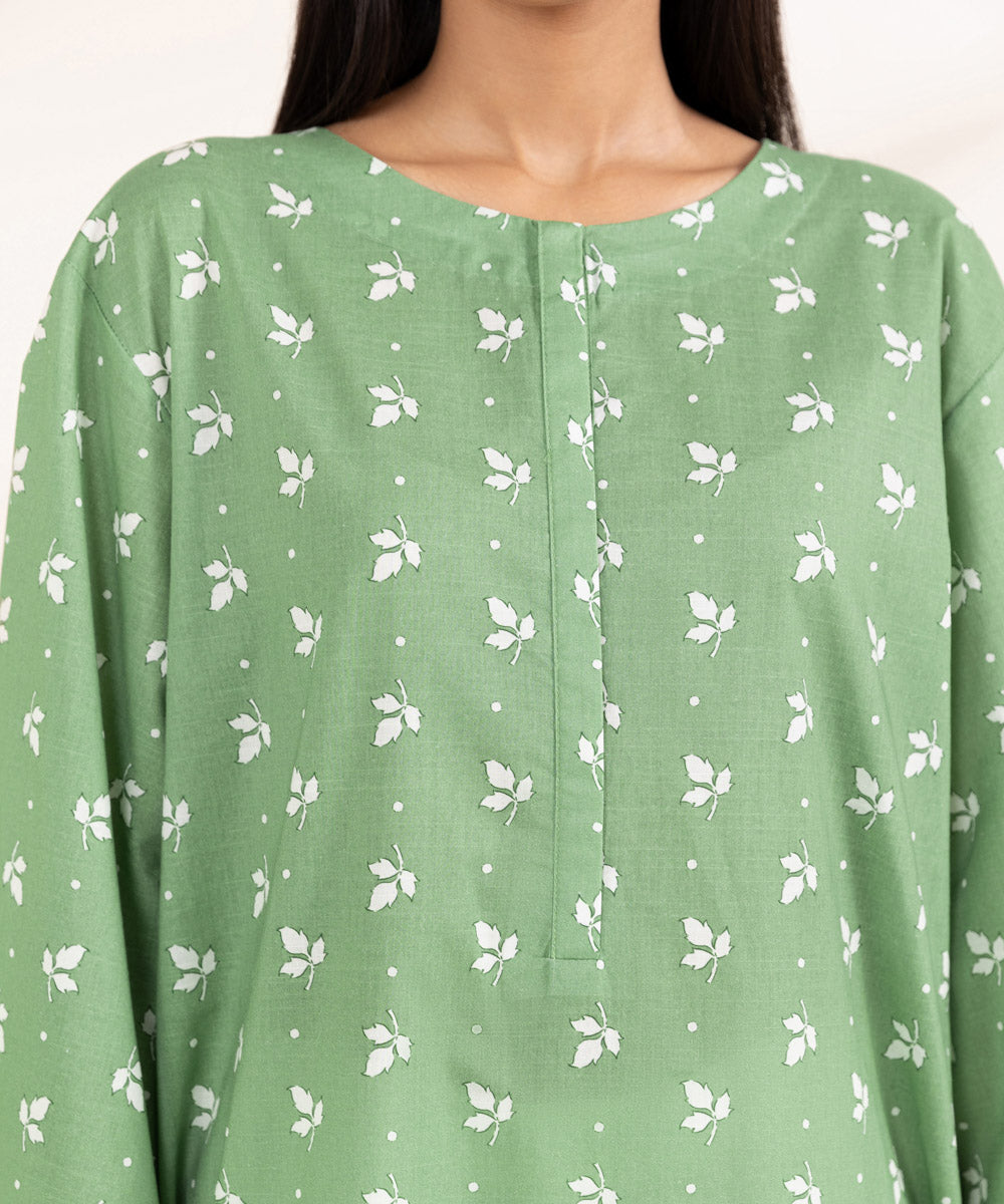 Women's Pret Textured Lawn Printed Green A-Line Shirt