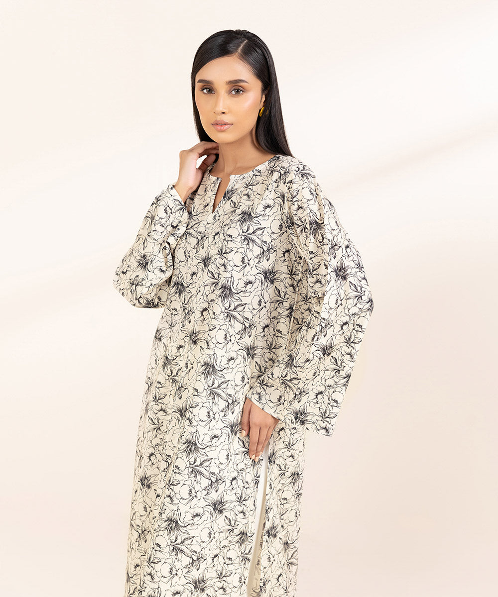 Women's Pret Lawn Printed Off White A-Line Shirt