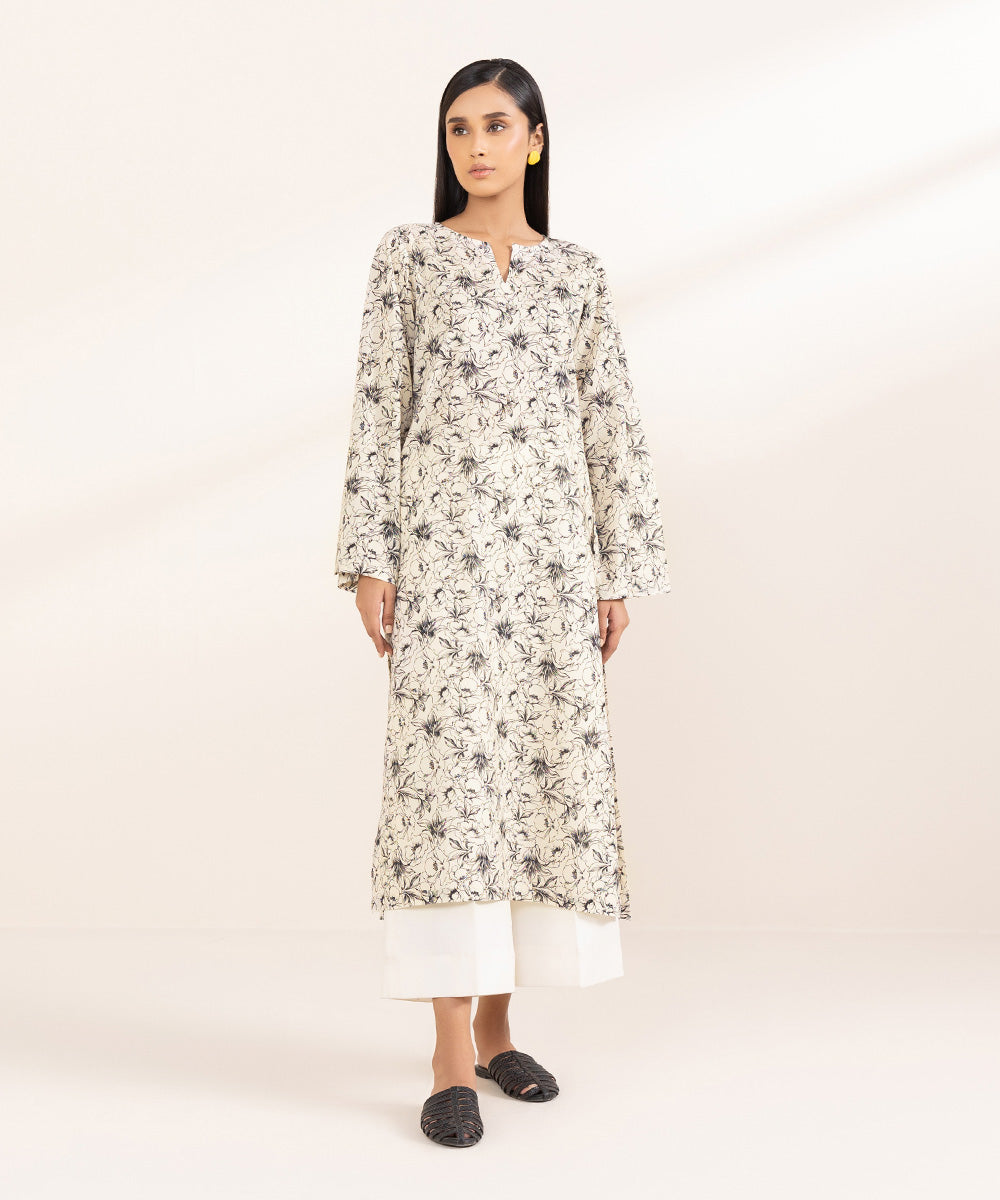 Women's Pret Lawn Printed Off White A-Line Shirt