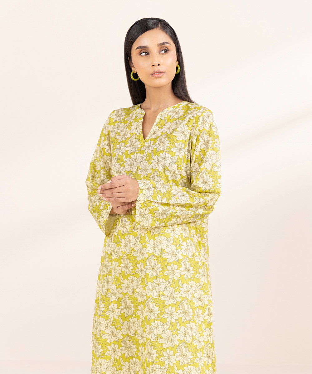 Women's Pret Lawn Printed Yellow Straight Shirt