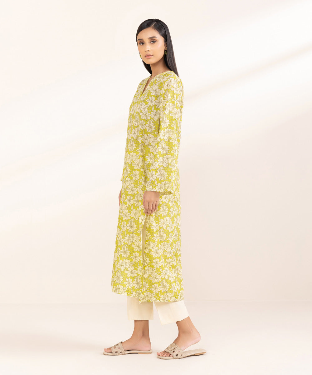 Women's Pret Lawn Printed Yellow Straight Shirt