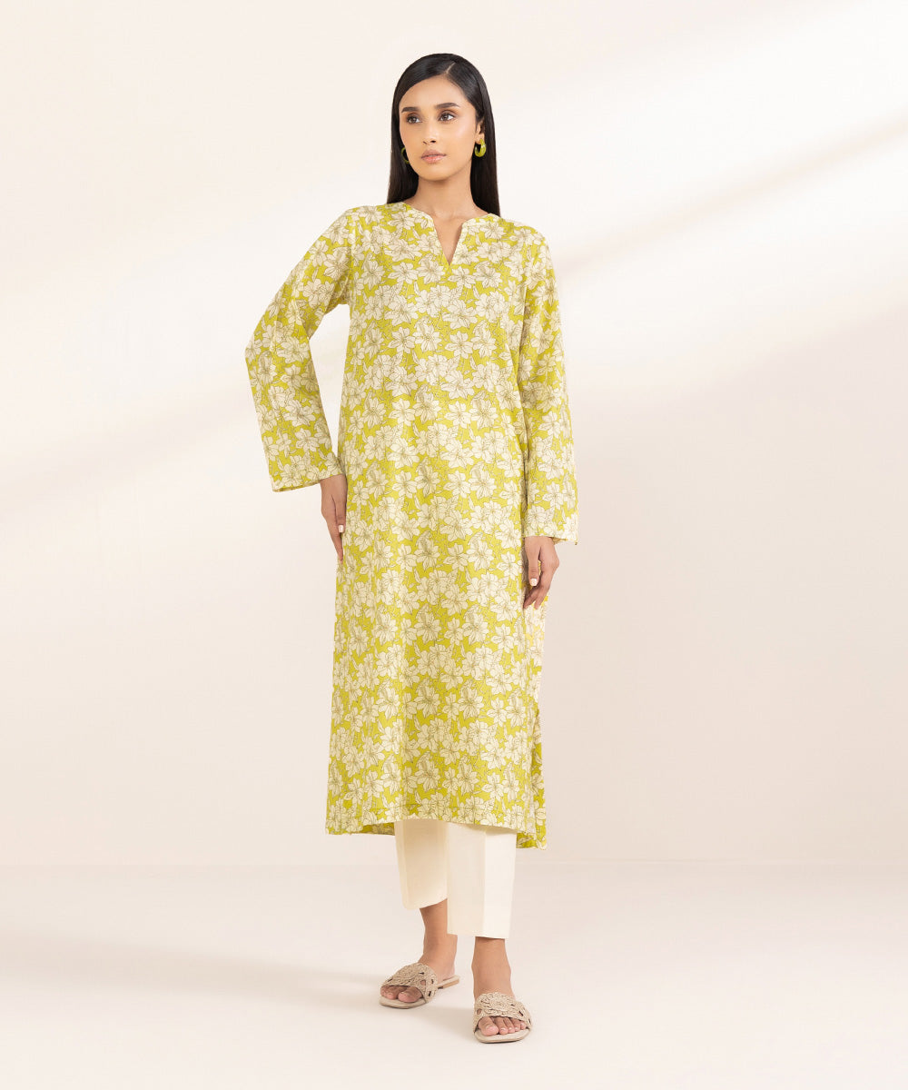 Women's Pret Lawn Printed Yellow Straight Shirt