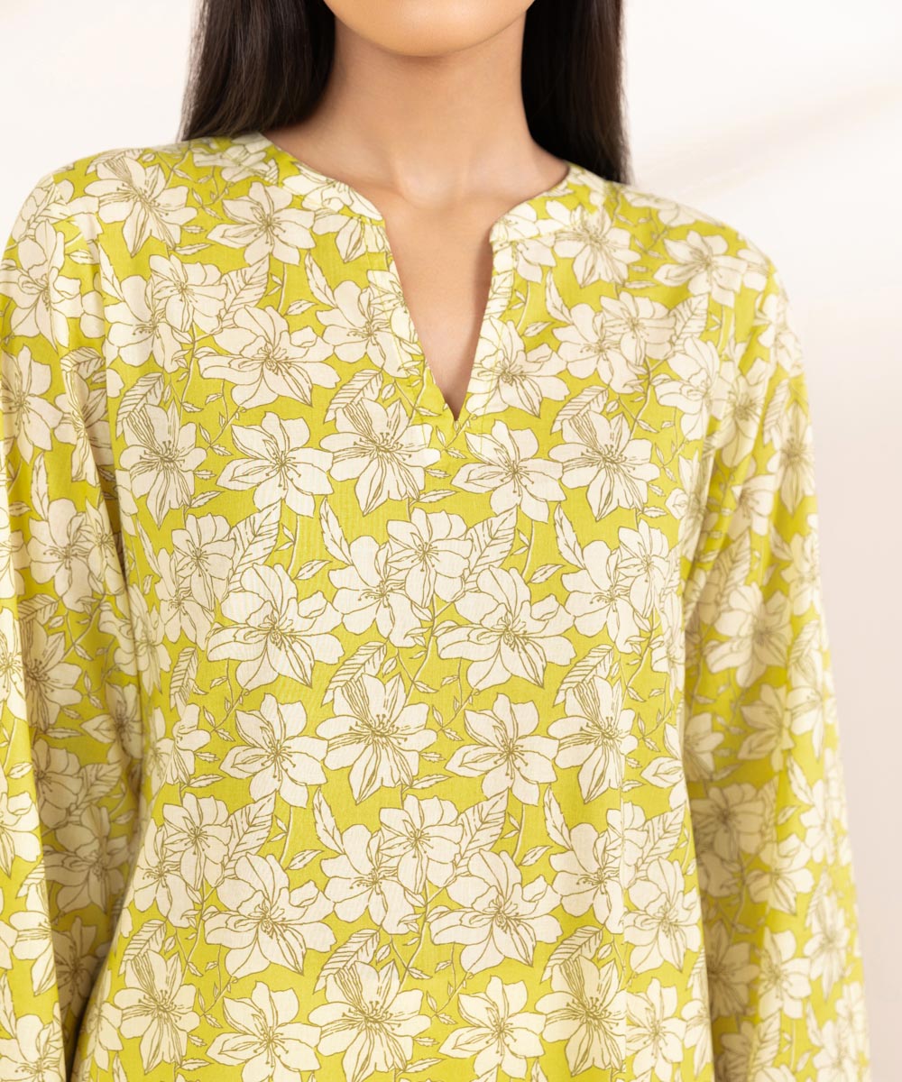 Women's Pret Lawn Printed Yellow Straight Shirt