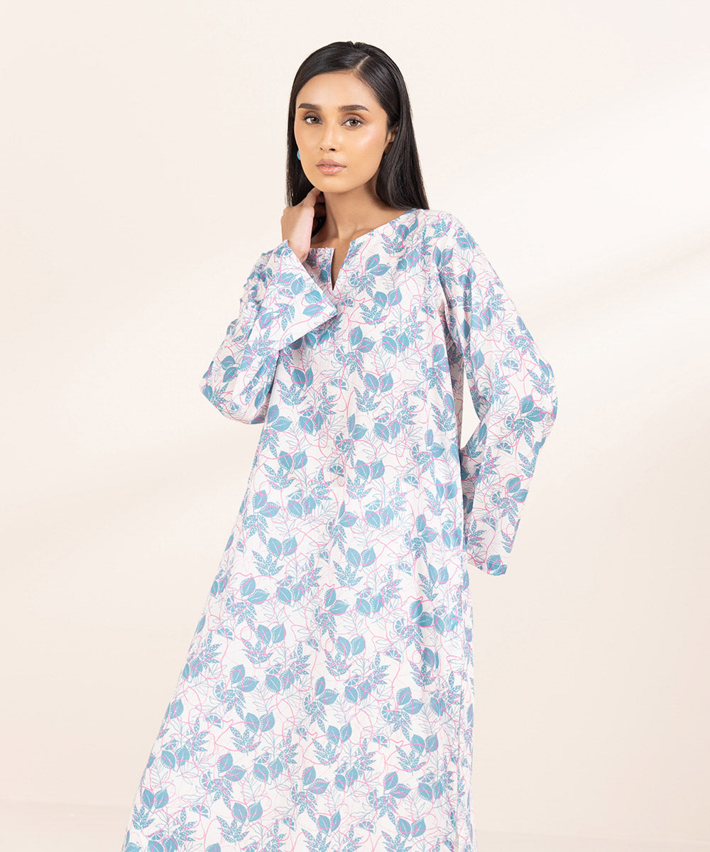 Women's Pret Lawn Printed Blue Straight Shirt