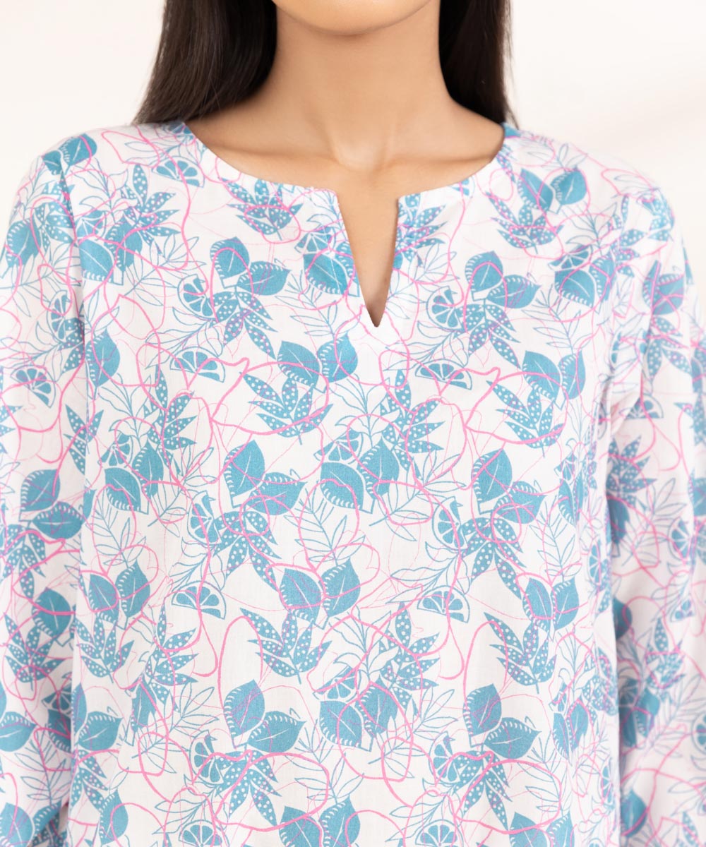 Women's Pret Lawn Printed Blue Straight Shirt