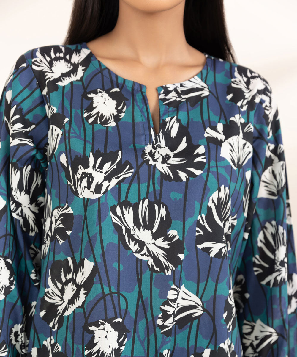 Women's Pret Lawn Printed Blue A-Line Shirt