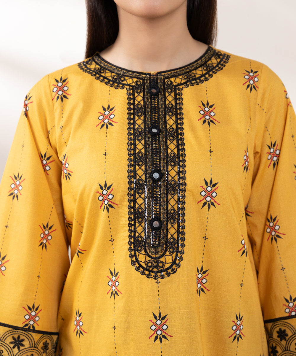 Women's Pret Lawn Embroidered Yellow A-Line Shirt