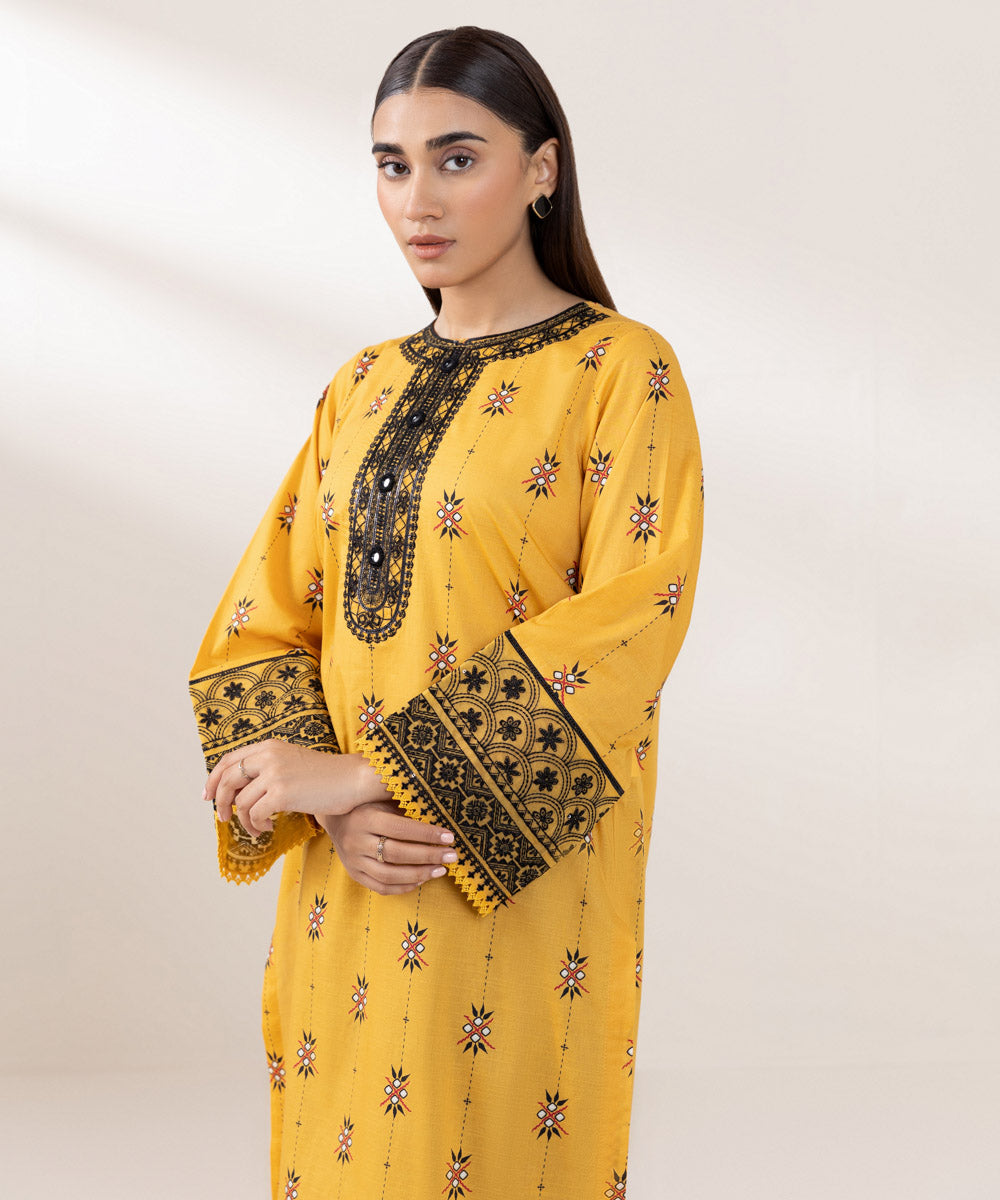 Women's Pret Lawn Embroidered Yellow A-Line Shirt