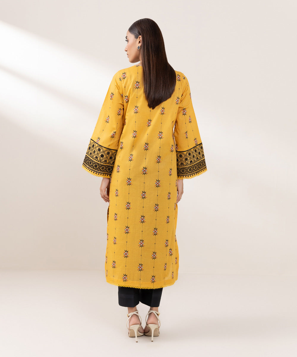 Women's Pret Lawn Embroidered Yellow A-Line Shirt