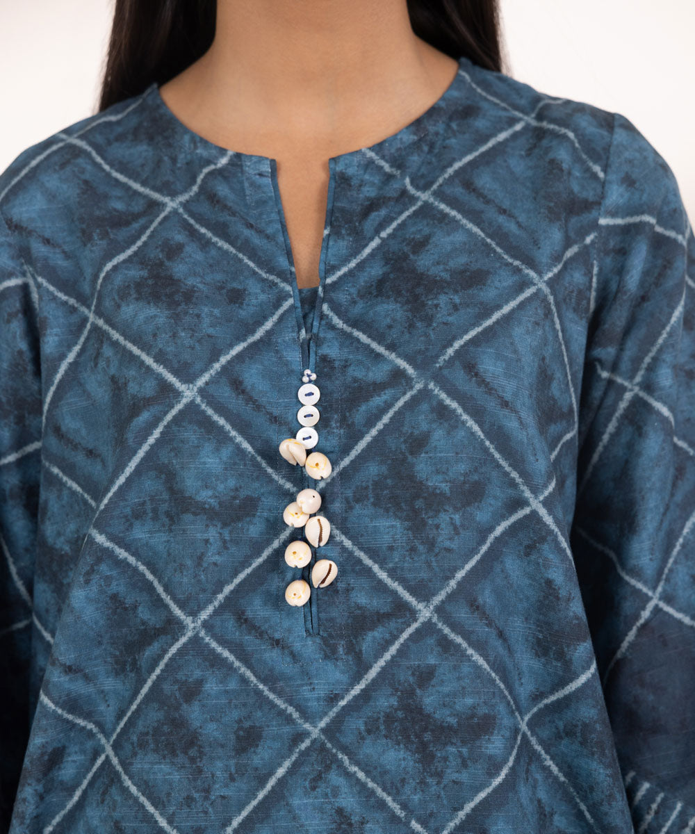 Women's Pret Khaddar Printed Teal A-Line Shirt