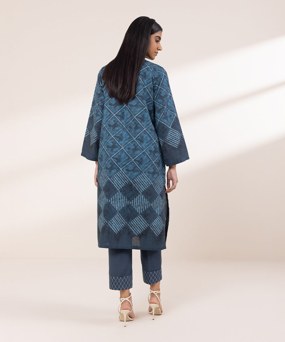 Women's Pret Khaddar Printed Teal A-Line Shirt