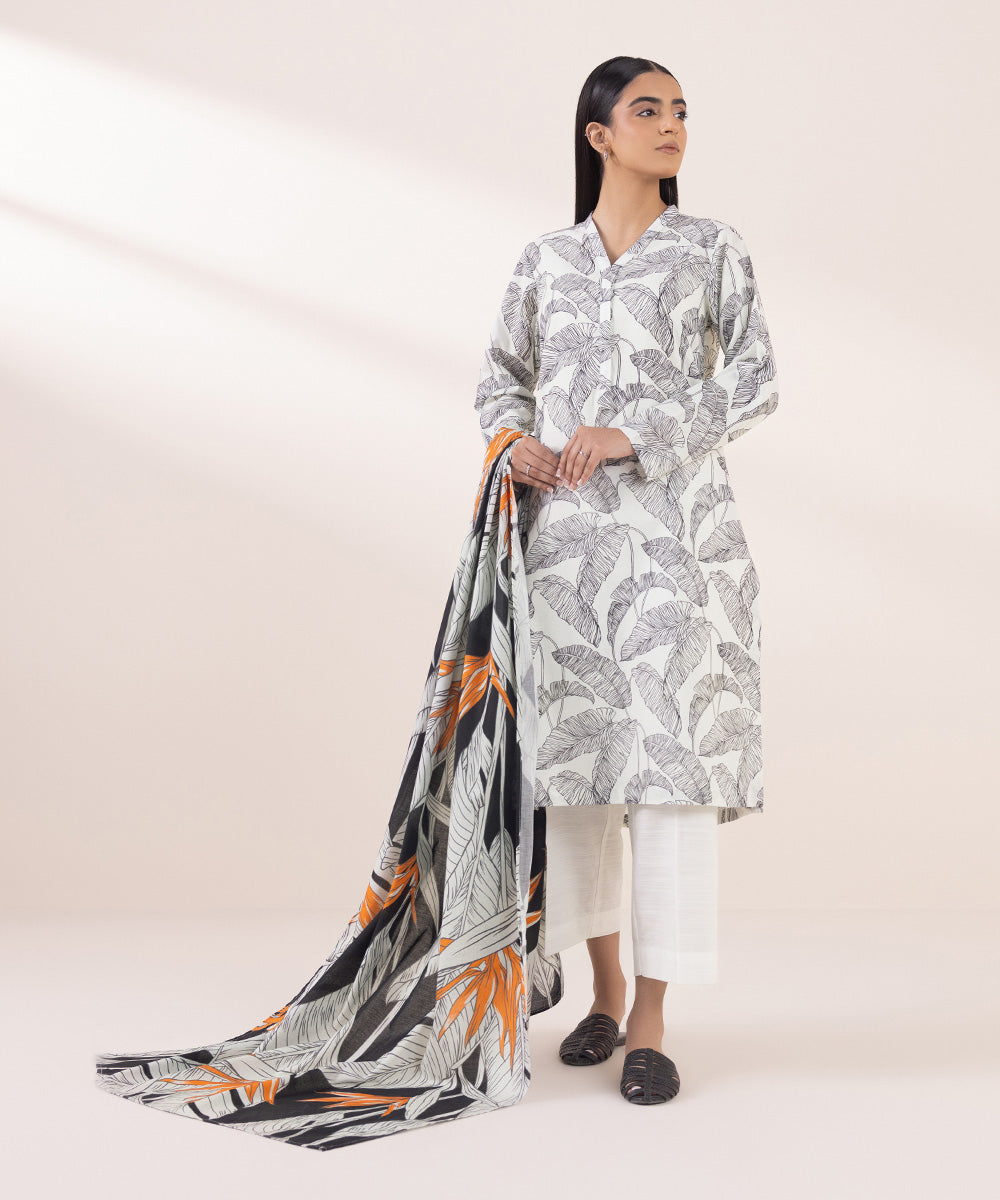 Women's Pret Khaddar White Printed A-Line Shirt