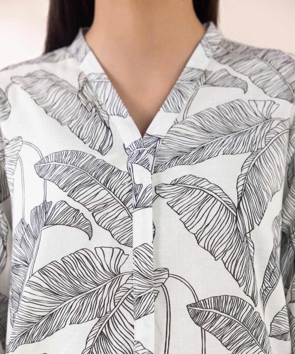 Women's Pret Khaddar White Printed A-Line Shirt