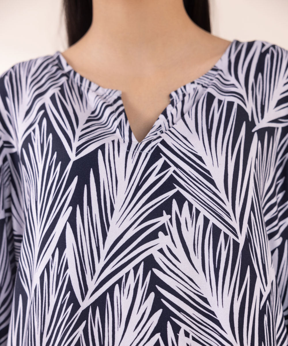 Women's Pret Linen Black Printed A-Line Shirt