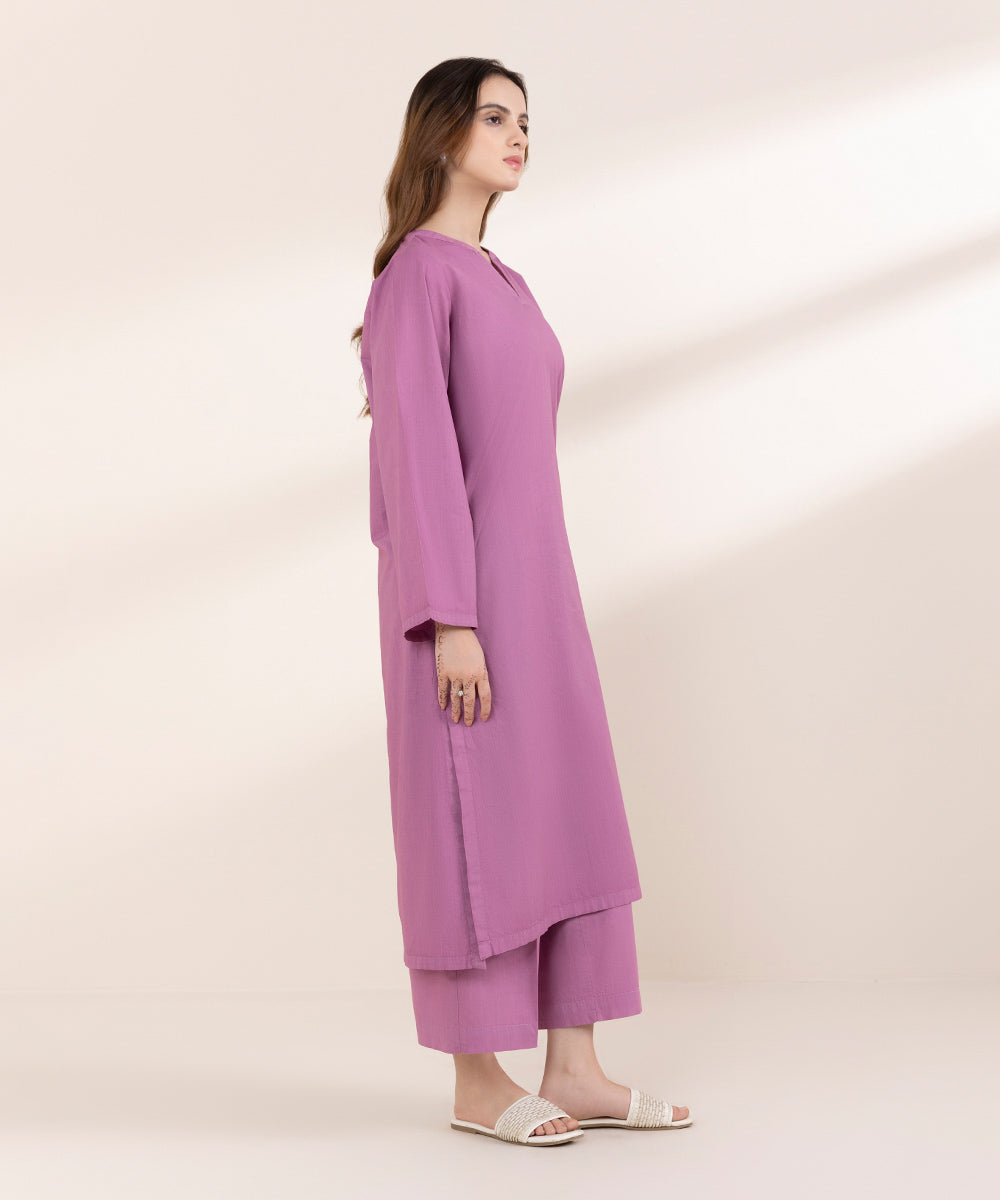 Women's RTW Cross Hatch Purple Solid A-Line Shirt