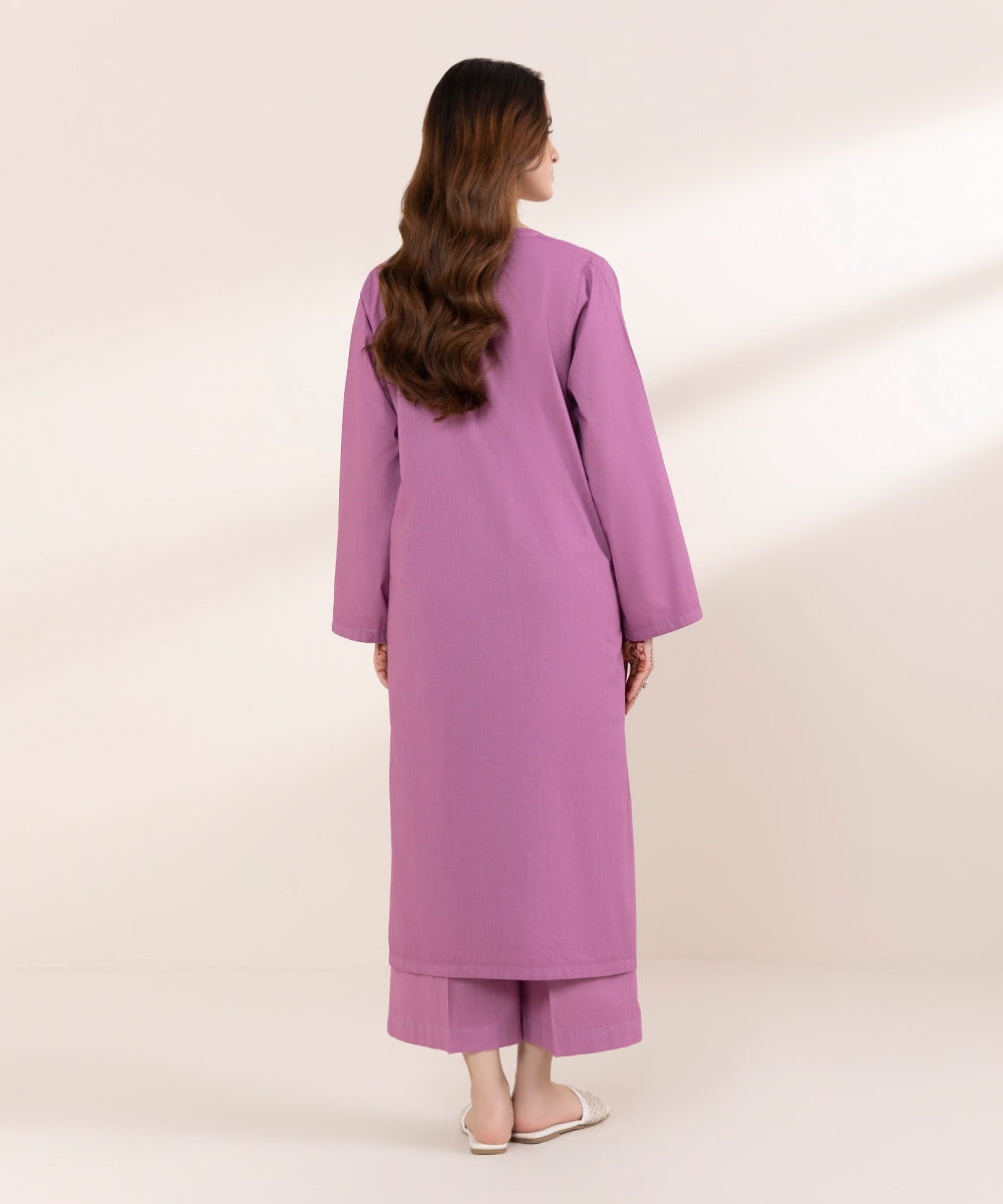 Women's RTW Cross Hatch Purple Solid A-Line Shirt